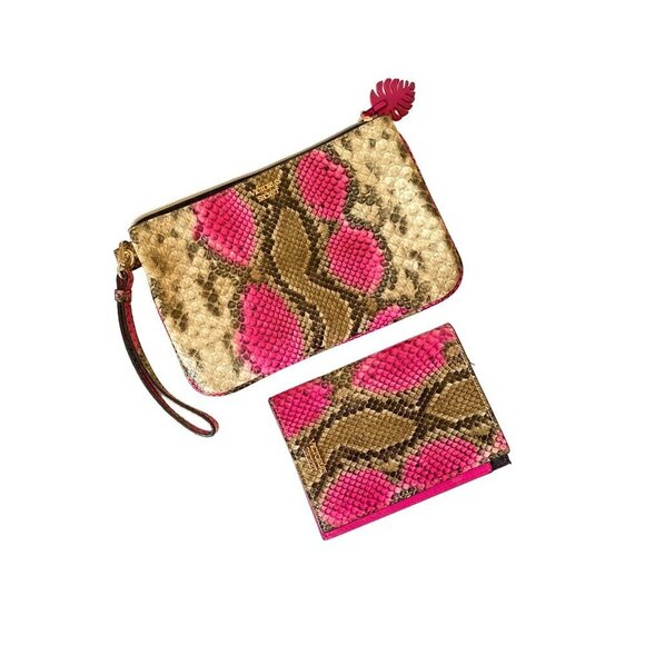 Pink Python Animal Print Victoria's Secret Tote, Wallet & wristlet  Handbag Set - Picture 5 of 11